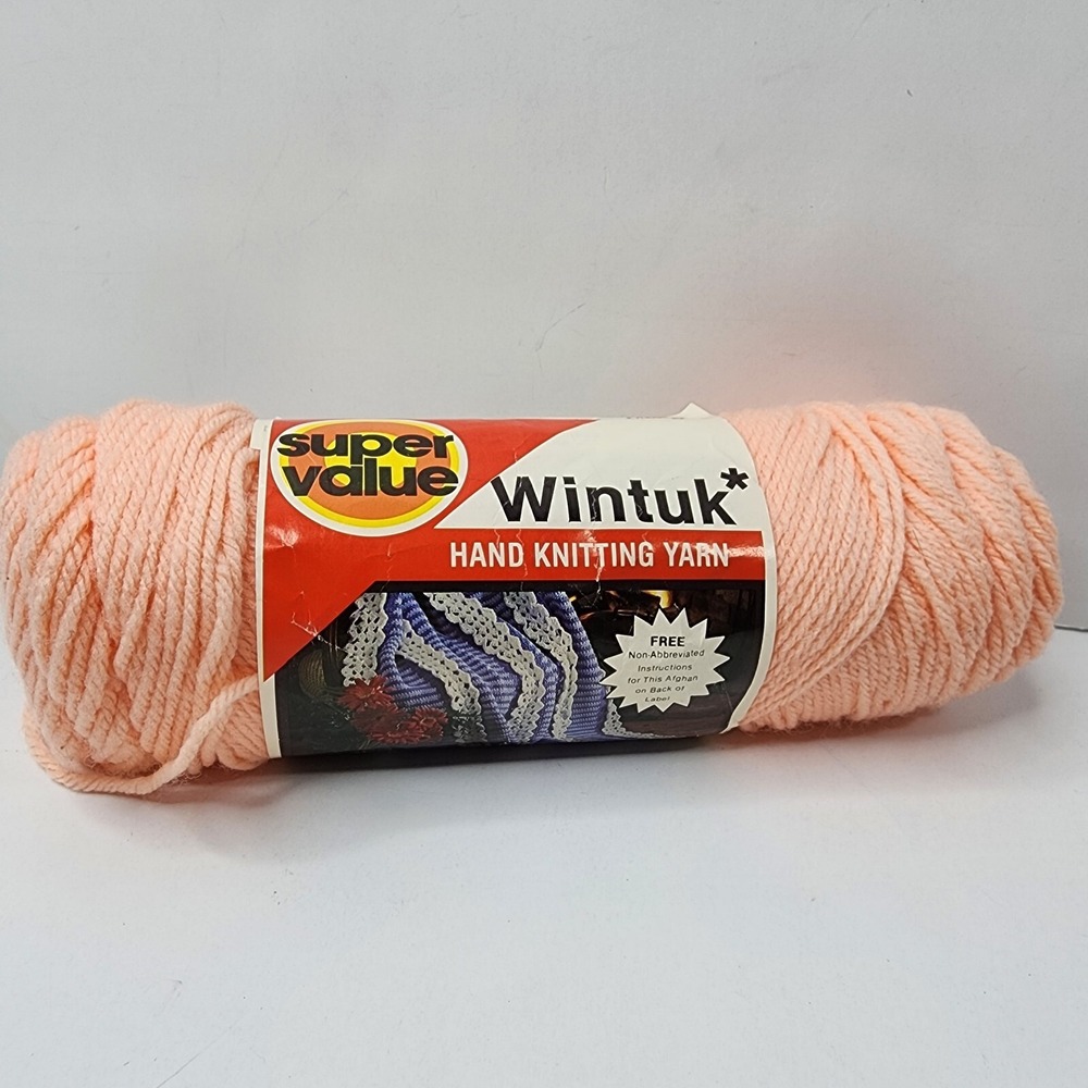 Vintage Yarn Sayelle Country Peach 100% Orlon Knit Crochet 4-Ply Worsted 3081A